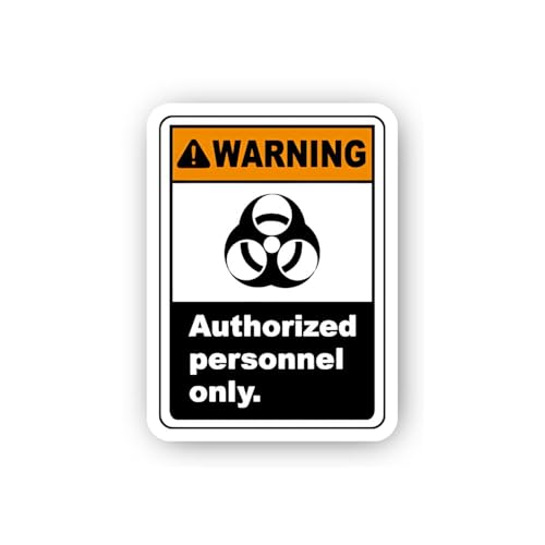 2 (Pieces) 3" and 5" Vertical Biohazard Authorized Personnel Warning Sticker, Waterproof Vinyl Decal