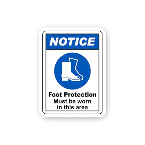2 (Pieces) 3" and 5" Notice Foot Protection Required Sticker, Waterproof Vinyl Decals for Many Purpo