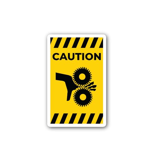 2 (Pieces) 3" and 5" Cutting of Fingers Rotating Blades Symbol Sign Sticker, Waterproof Vinyl Decals