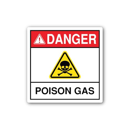2 (Pieces) 3" and 5" Danger Poison Gas Sign Sticker, Waterproof Vinyl Decals for Many Purpose Like C