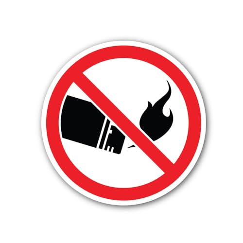 2 (Pieces) 3" and 5" Black Lighter and Flame Forbidden Sticker, Waterproof Vinyl Decals for Many Pur