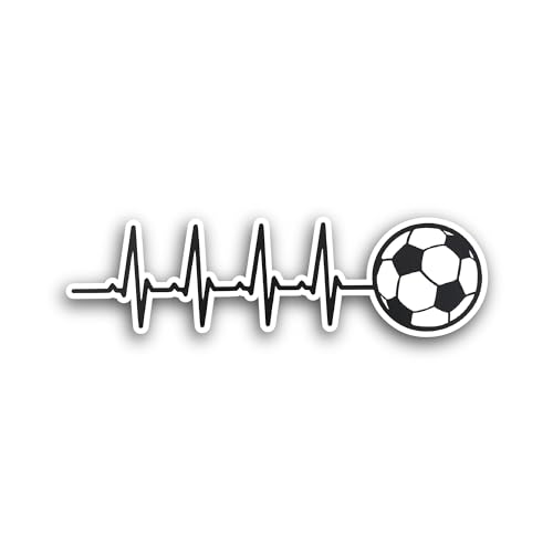 2 (Pieces) 3" and 5" Soccer Ball Heart Beat Sticker, Waterproof Vinyl Decals for Many Purpose Like C