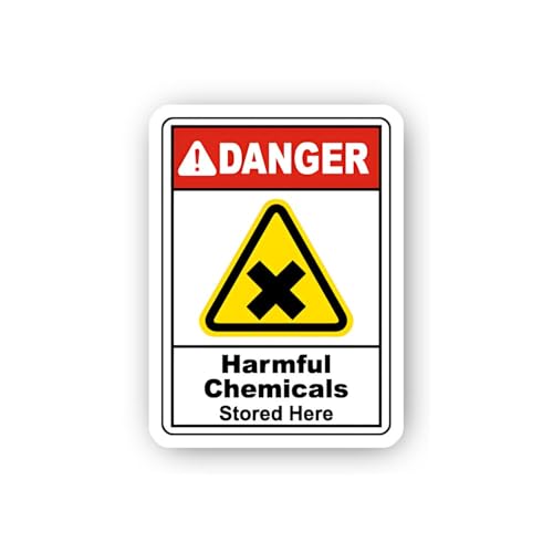 2 (Pieces) 3" and 5" Harmful Chemicals Alert Sticker, Waterproof Vinyl Decals for Many Purpose Like