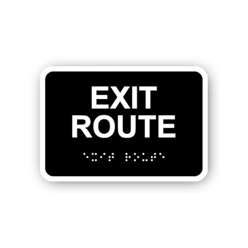 2 (Pieces) 3" and 5" Exit Route with Braille Sticker, Waterproof Vinyl Decals for Many Purpose Like