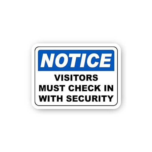 2 (Pieces) 3" and 5" Visitors Must Check in Notice Sticker, Waterproof Vinyl Decals for Many Purpose