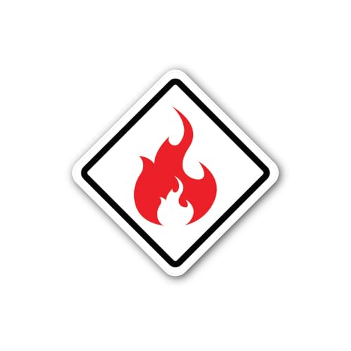 2 (Pieces) 3" and 5" Flammable or Combustible Materials Sign Sticker, Waterproof Vinyl Decals for Ma
