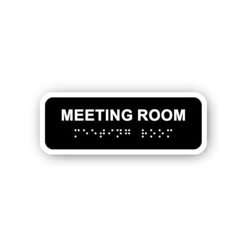 2 (Pieces) 3" and 5" Meeting Room Sign with Braille Sticker, Waterproof Vinyl Decals for Many Purpos