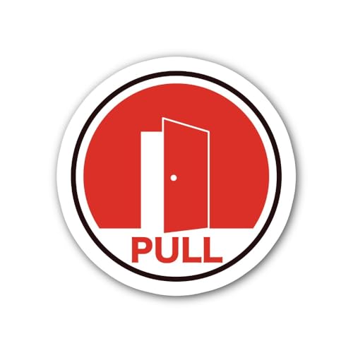 2 (Pieces) 3" and 5" Pull Door Symbol red Colour Sticker, Waterproof Vinyl Decals for Many Purpose L