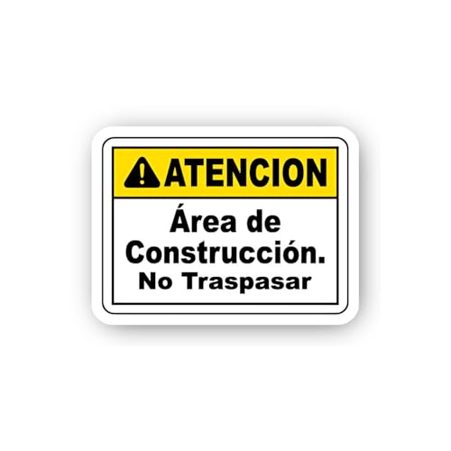 2 (Pieces) 3" and 5" Spanish Construction No Entry Notice Sticker, Waterproof Vinyl Decals for Many