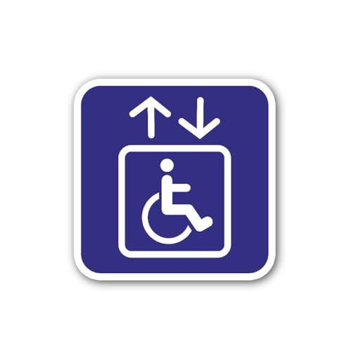 2 (Pieces) 3" and 5" Elevator for Disabled icon Sign Sticker, Waterproof Vinyl Decals for Many Purpo