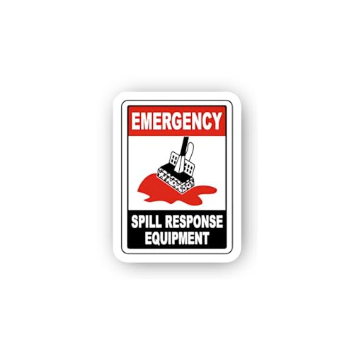 2 (Pieces) 3" and 5" Emergency Spill Response Equipment Location Sticker, Waterproof Vinyl Decals fo