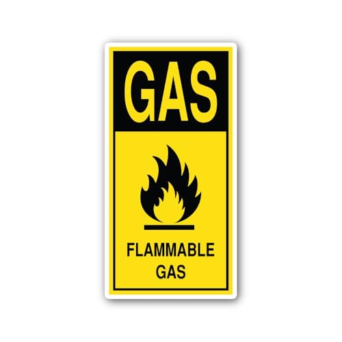 2 (Pieces) 3" and 5" Flammable Gas Warning Sign Sticker, Waterproof Vinyl Decals for Many Purpose Li