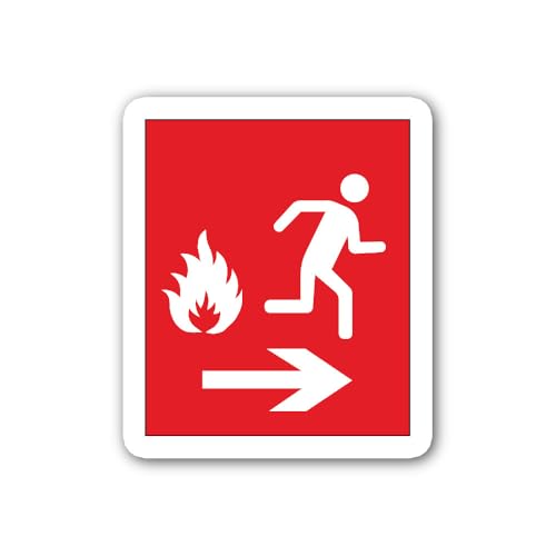 2 (Pieces) 3" and 5" Emergency Fire Exit Sign Sticker, Waterproof Vinyl Decals for Many Purpose Like