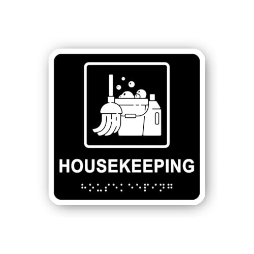 2 (Pieces) 3" and 5" Housekeeping Sign with Cleaning Supplies Icon Sticker, Waterproof Vinyl Decals