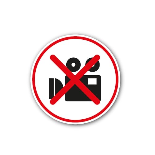 2 (Pieces) 3" and 5" No Video Camera Sign Sticker, Waterproof Vinyl Decals for Many Purpose Like Car