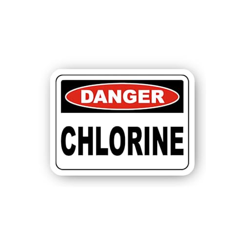 2 (Pieces) 3" and 5" Chlorine Hazard Safety Notice Sticker, Waterproof Vinyl Decals for Many Purpose