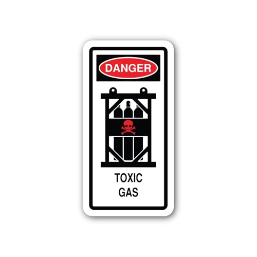 2 (Pieces) 3" and 5" Danger Toxic Gas Sign Notice Sticker, Waterproof Vinyl Decals for Many Purpose