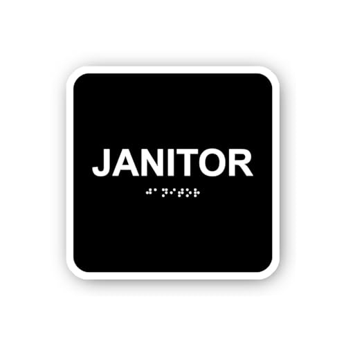 2 (Pieces) 3" and 5" Janitor Braille Black Sticker, Waterproof Vinyl Decals for Many Purpose Like Ca