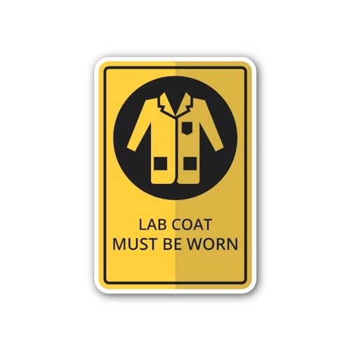 2 (Pieces) 3" and 5" Lab Coat Mandatory Sign Sticker, Waterproof Vinyl Decals for Many Purpose Like