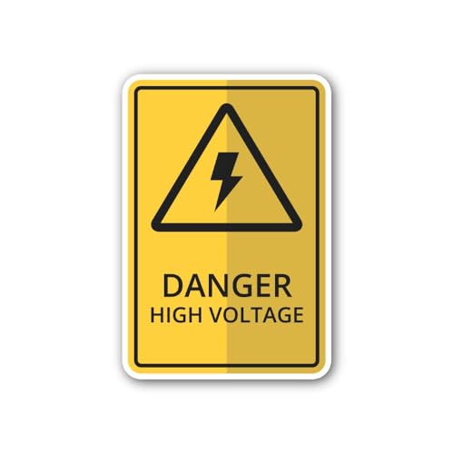 2 (Pieces) 3" and 5" Danger High Voltage Yellow Sign Sticker, Waterproof Vinyl Decals for Many Purpo