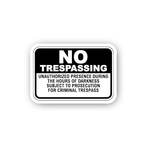 2 (Pieces) 3" and 5" No Trespassing During Hours of Darkness Sticker, Waterproof Vinyl Decals for Ma
