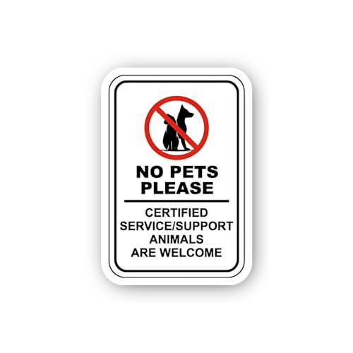 2 (Pieces) 3" and 5" No Pets Please Certified Service/Support Animals Welcome Sticker, Waterproof Vi