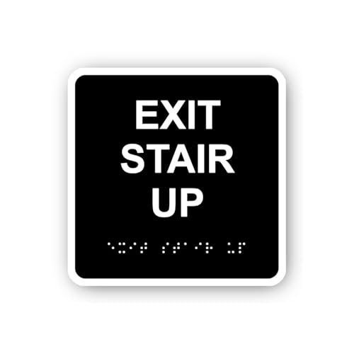 2 (Pieces) 3" and 5" Exit Stair Up with Braille Sticker, Waterproof Vinyl Decals for Many Purpose Li