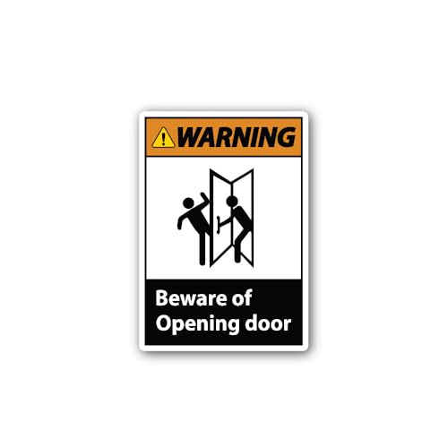 2 (Pieces) 3" and 5" Beware of Opening Door Sticker, Waterproof Vinyl Decals for Many Purpose Like C