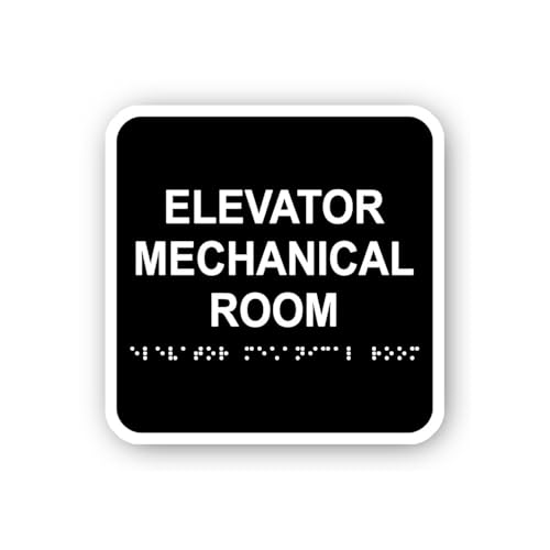 2 (Pieces) 3" and 5" Elevator Mechanical Room Braille Sticker, Waterproof Vinyl Decals for Many Purp