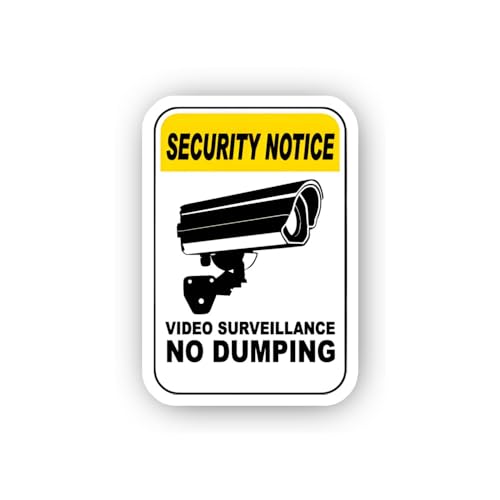 2 (Pieces) 3" and 5" Security Notice: No Dumping Video Surveillance Sticker, Waterproof Vinyl Decals