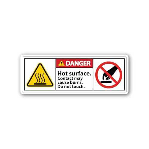 2 (Pieces) 3" and 5" Danger Hot Surface Safety Sign Sticker, Waterproof Vinyl Decals for Many Purpos
