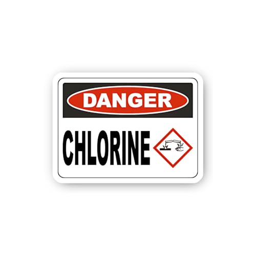 2 (Pieces) 3" and 5" Danger: Chlorine Hazard Sticker, Waterproof Vinyl Decals for Many Purpose Like