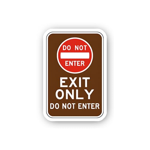 2 (Pieces) 3" and 5" Vertical Brown Do Not Enter Exit Only Sign Sticker, Waterproof Vinyl Decals for