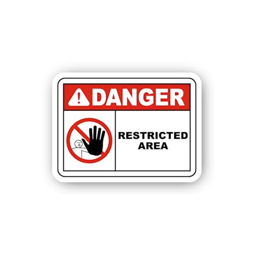 2 (Pieces) 3" and 5" Danger Restricted Area Stop Hand Symbol Sticker, Waterproof Vinyl Decals for Ma