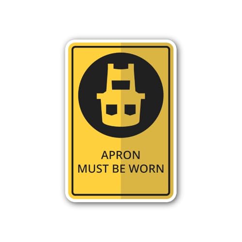 2 (Pieces) 3" and 5" Apron Must Be Worn Sign Sticker, Waterproof Vinyl Decals for Many Purpose Like