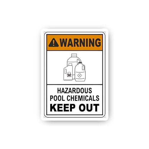 2 (Pieces) 3" and 5" Warning: Hazardous Pool Chemicals Keep Out Sticker, Waterproof Vinyl Decals for