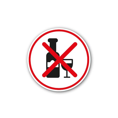 2 (Pieces) 3" and 5" No Alcohol Icon Sign Sticker, Waterproof Vinyl Decals for Many Purpose Like Car