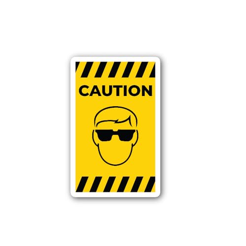 2 (Pieces) 3" and 5" Caution Sign & Black Sunglass Sticker, Waterproof Vinyl Decals for Many Purpose