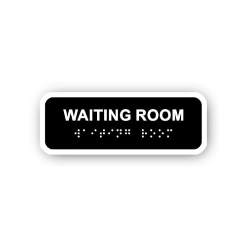 2 (Pieces) 3" and 5" Waiting Room Sign with Braille Sticker, Waterproof Vinyl Decals for Many Purpos