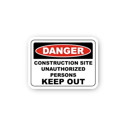 2 (Pieces) 3" and 5" Danger Construction Site Keep Out Sticker, Waterproof Vinyl Decals for Many Pur