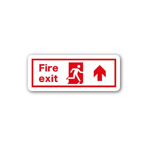 2 (Pieces) 3" and 5" Fire exit red Arrow Upsign Sticker, Waterproof Vinyl Decals for Many Purpose Li