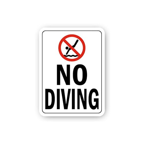 2 (Pieces) 3" and 5" Vertical No Diving Pool Sticker, Waterproof Vinyl Decals for Many Purpose Like