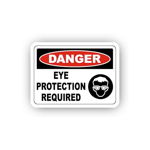 2 (Pieces) 3" and 5" Danger Eye Protection Required Label Sticker, Waterproof Vinyl Decals for Many