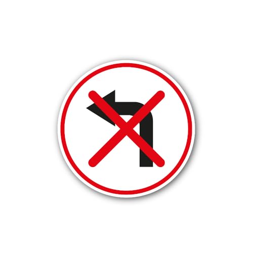 2 (Pieces) 3" and 5" No Left Turn Sign Sticker, Waterproof Vinyl Decals for Many Purpose Like Cars,