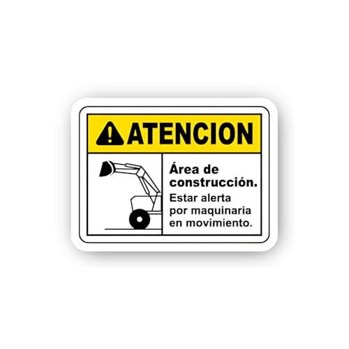 2 (Pieces) 3" and 5" Moving Machinery Spanish Alert Sign Sticker, Waterproof Vinyl Decals for Many P