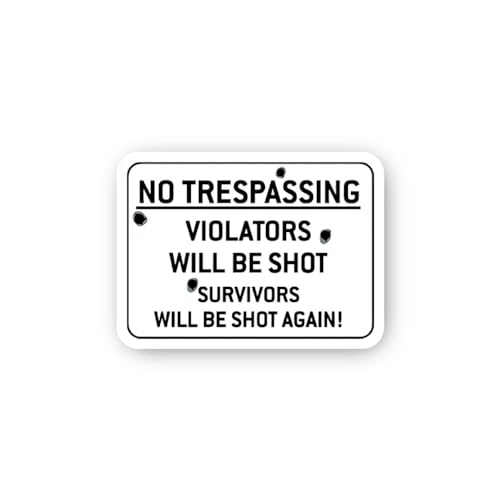 2 (Pieces) 3" and 5" No Trespassing Violators Will Be Shot with Bullet Holes Sticker, Waterproof Vin