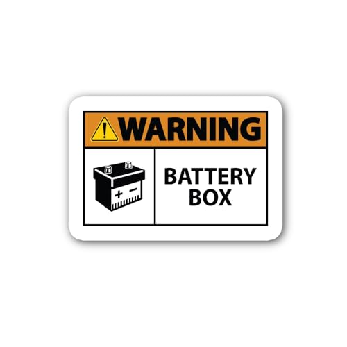 2 (Pieces) 3" and 5" Industrial Battery Box Warning Placard Sticker, Waterproof Vinyl Decals for Man