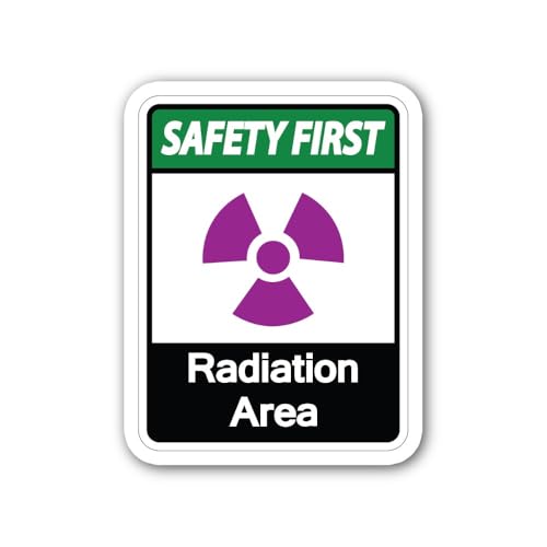 2 (Pieces) 3" and 5" Safety First Radiation Area Sticker, Waterproof Vinyl Decals for Many Purpose L
