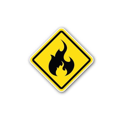 2 (Pieces) 3" and 5" Fire Warning Sign Symbol Sticker, Waterproof Vinyl Decals for Many Purpose Like