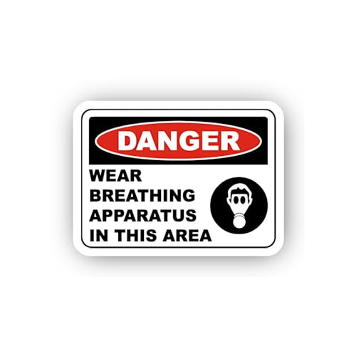 2 (Pieces) 3" and 5" Danger Breathing Apparatus Area Sticker, Waterproof Vinyl Decals for Many Purpo